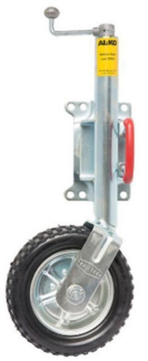Picture of JOCKEY WHEEL 10" WITH SWIVEL BRACKET SOLID TYRE ZINC PLATED OPENED 880MM, CLOSED 630MM