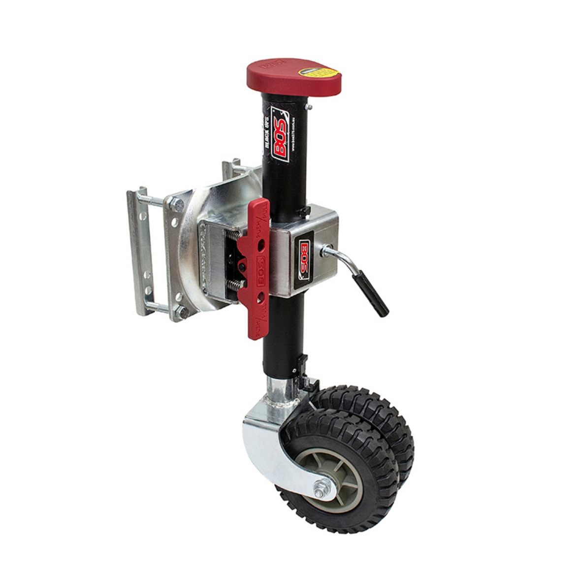Picture of BOS BLACK OPS WHEEL FIXED GEARBOX - 8" DOUBLE OFFSET SOLID RUBBER WHEEL WITH SWING AWAY