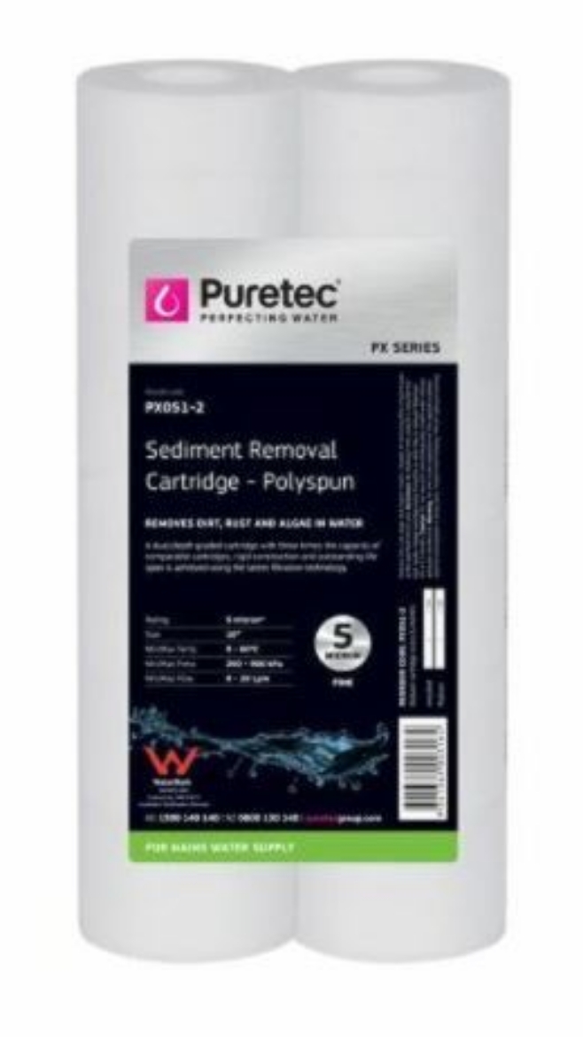Picture of Polyspun Sediment Water Filter Cartridge, 10", 5 Micron, Twin Pack