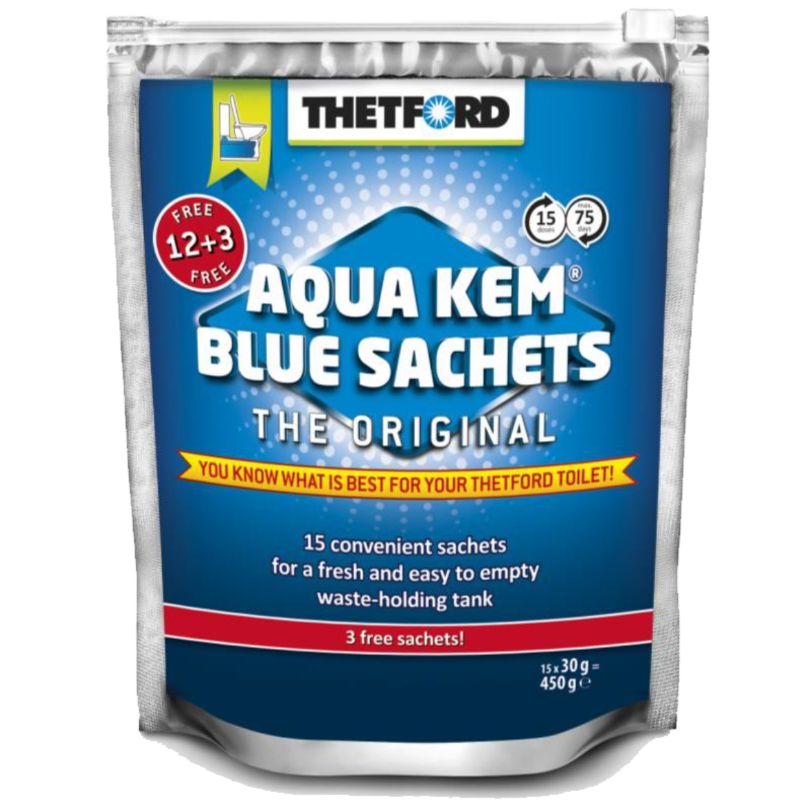 Picture of THETFORD CONCENTRATED AQUA KEM BLUE SACHETS (15 Per Pk). 30240ZK