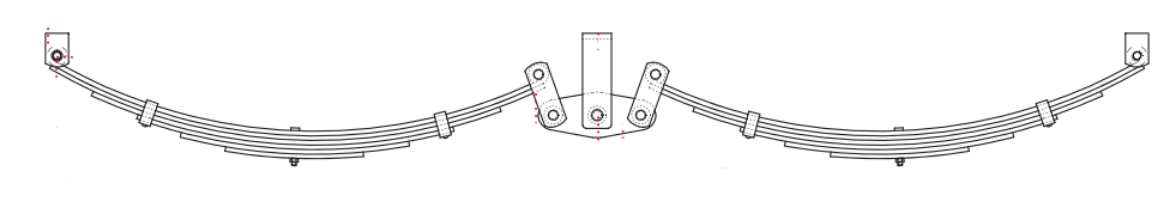 Picture of 6 LEAF TANDEM SHACKLE SPRINGS 60MMX6MM OFFSET KIT INCLUDING HANGERS, PINS, ROCKERS ETC.