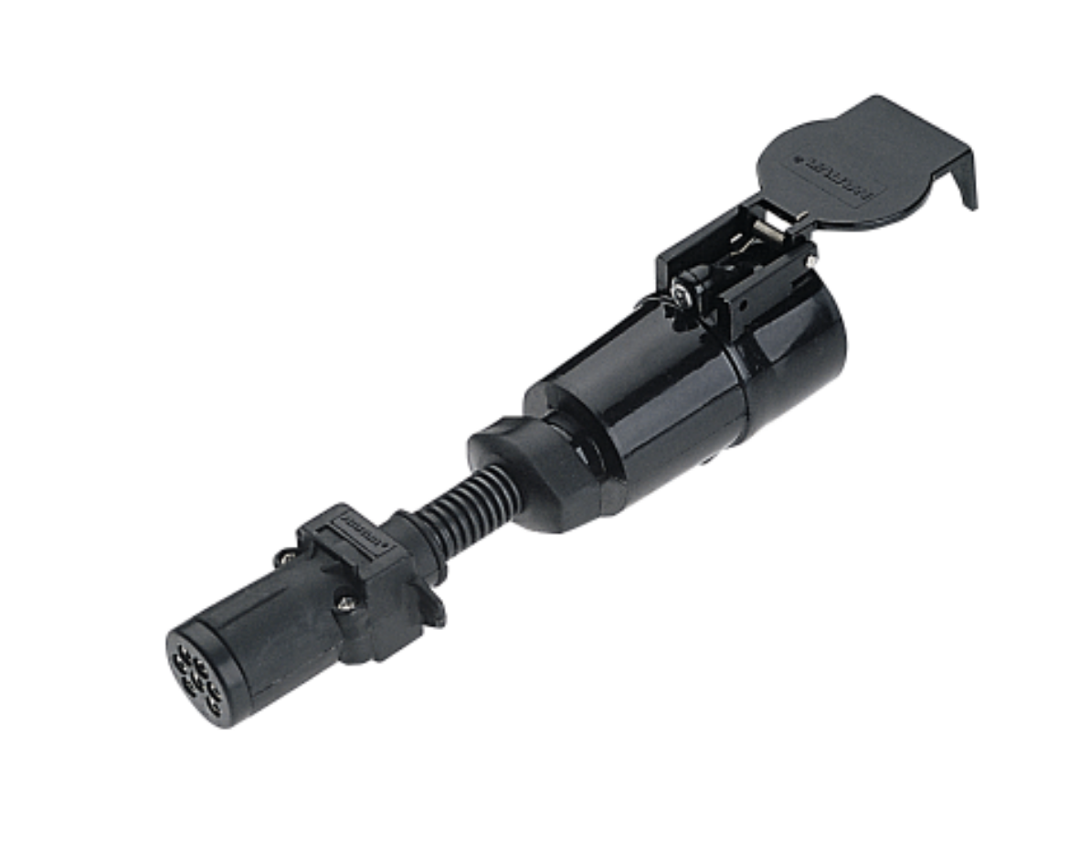 Picture of Narva 7 Pin Small Round Socket on Car to 7 Pin Large Round Plug on Trailer