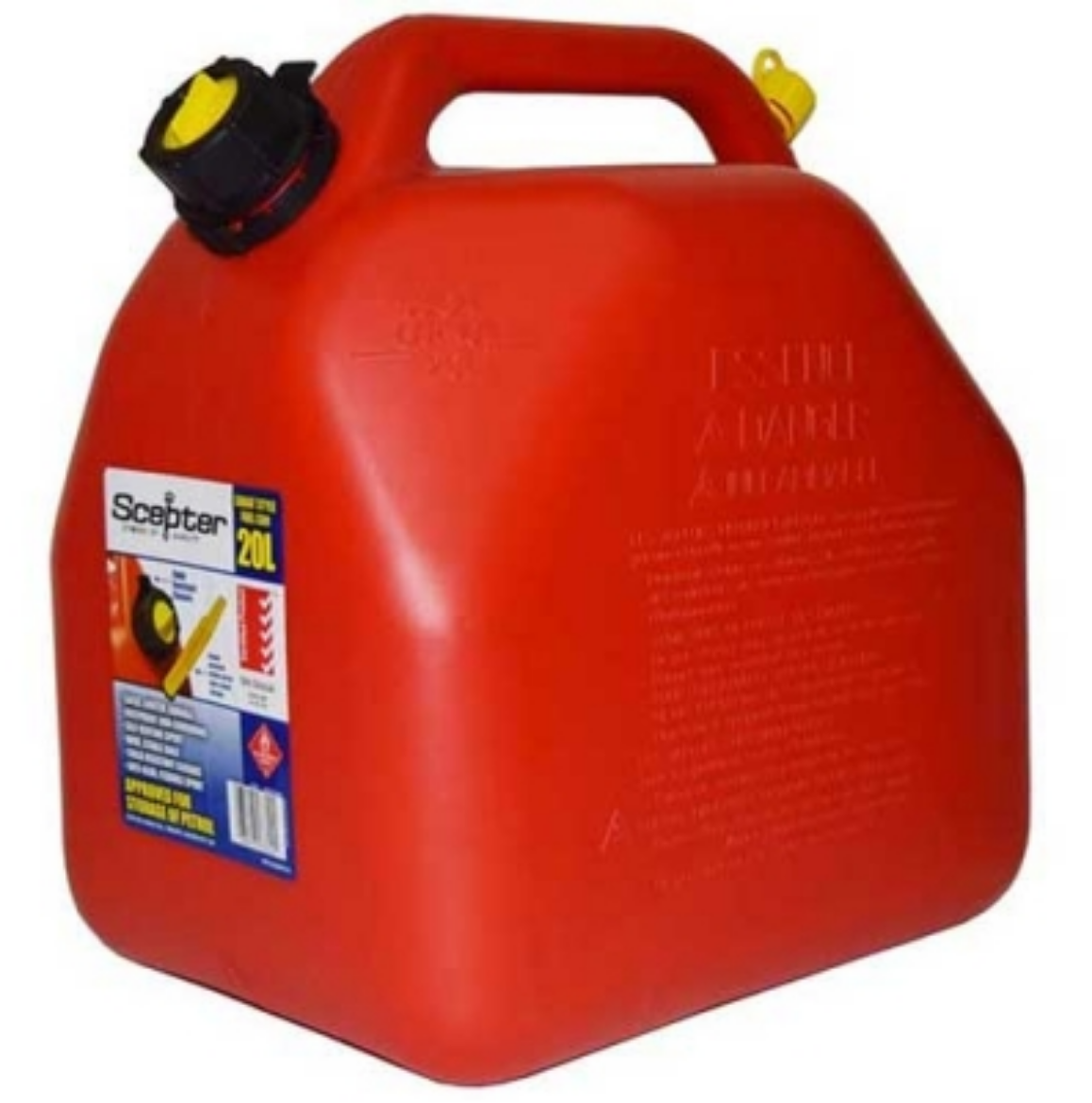 Picture of 20L Septer Heavy Duty Plastic Red (Petrol) Jerry Can Squat Type