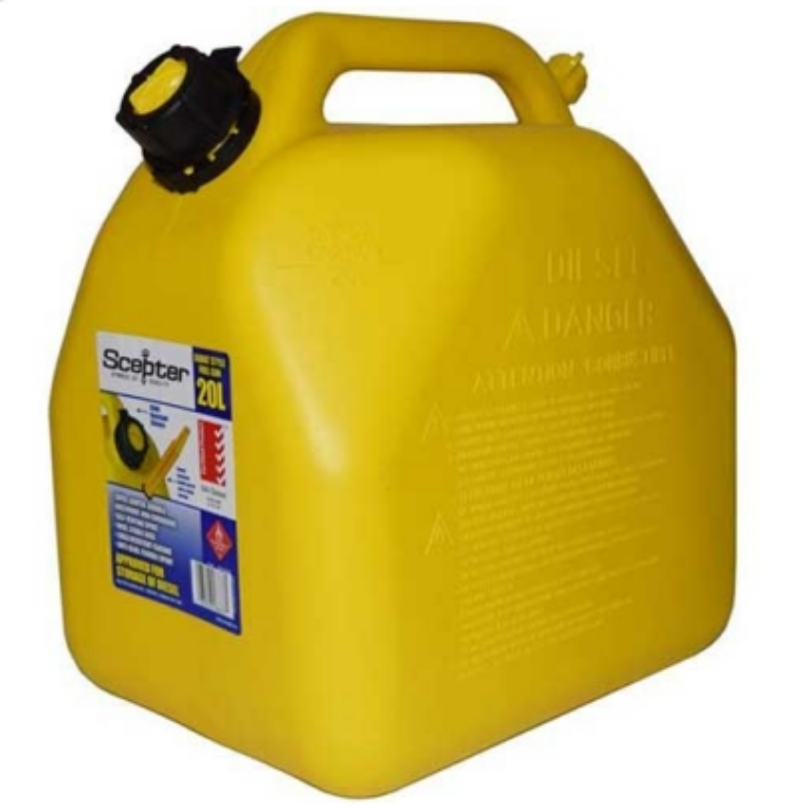 Picture of 20L Septer Heavy Duty  Plastic Yellow (Diesel) Jerry Can Squat Type