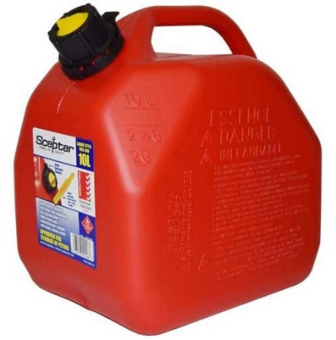 Picture of 10L Scepter Heavy Duty Plastic Red (PETROL) Jerry Can Squat Type