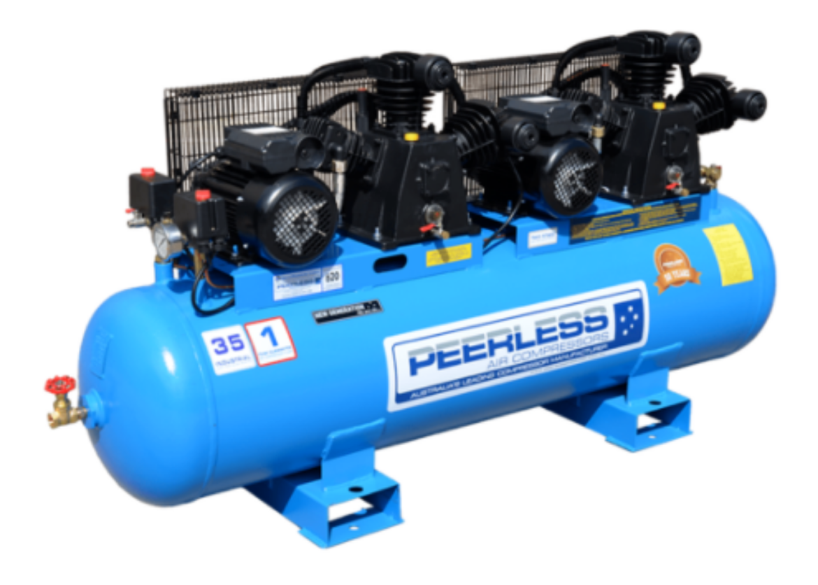000931 PEERLESS COMPRESSOR PT35HP, SINGLE PHASE, BELT DRIVE, 600LPM