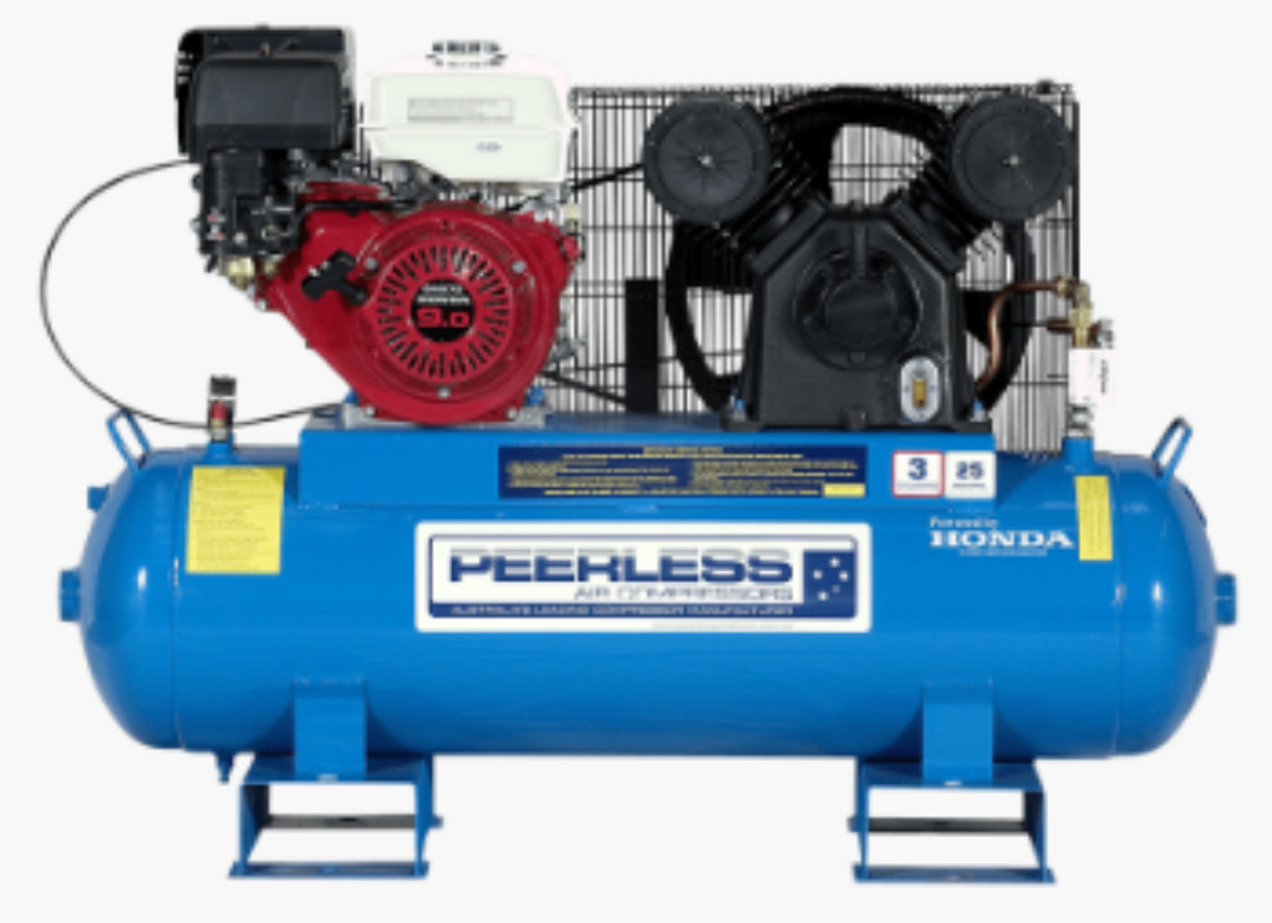 Picture of PEERLESS PV25PFB PETROL FATBOY COMPRESSOR, BELT DRIVE, HONDA GX270, 545LPM @ 100PSI