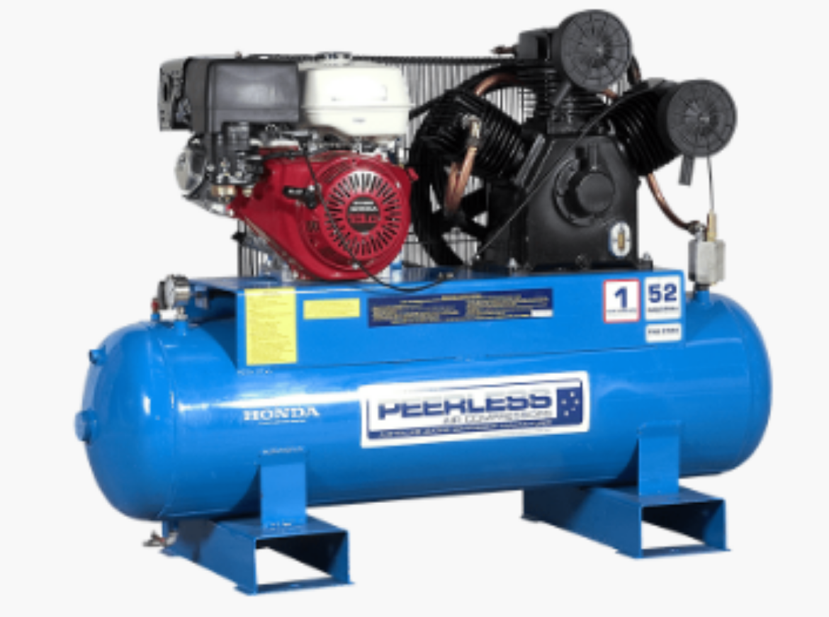 00099 PEERLESS COMPRESSOR PHP52P PETROL ELECTRIC START, FATBOY, BELT