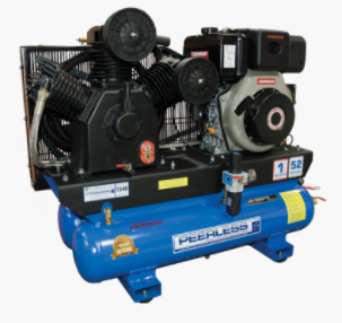 Picture of PEERLESS COMPRESSOR PHP5DTT DIESEL TWIN TANK, BELT DRIVE, YANMAR L100, 1040LPM @ 100PSI- FOR HIGH PRESSURE