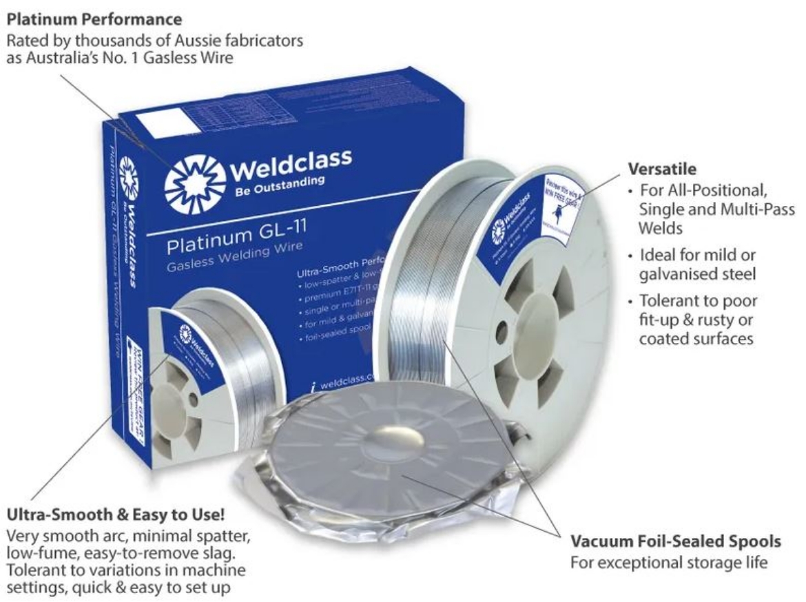 Picture of MIG WIRE - GASLESS - PLATINUM GL-11 - 1.2MM - 4.5KG - SUITBALE FOR MILD & GALV STEELS - WELDCLASS
