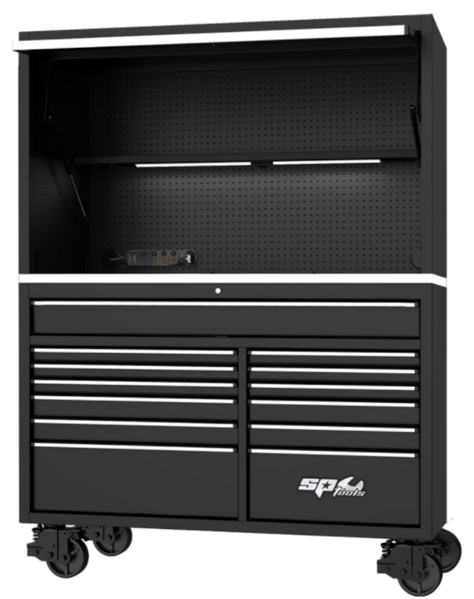 Picture of 59" USA SUMO SERIES ROLLER CABINET & POWER TOP HITCH COMBO WORKSTATION - BLACK/CHROME