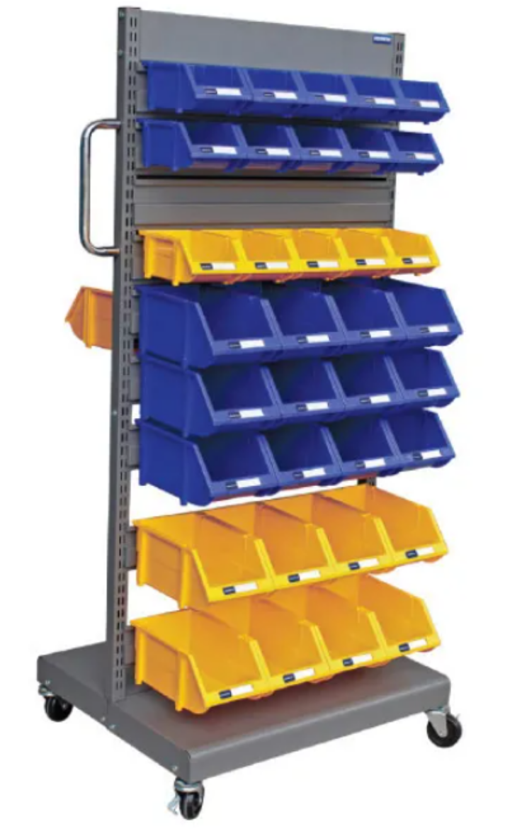 PBMS201215 PARTS BIN DISPLAY STAND 690W X 560D X 1460H, 20 Small Bins