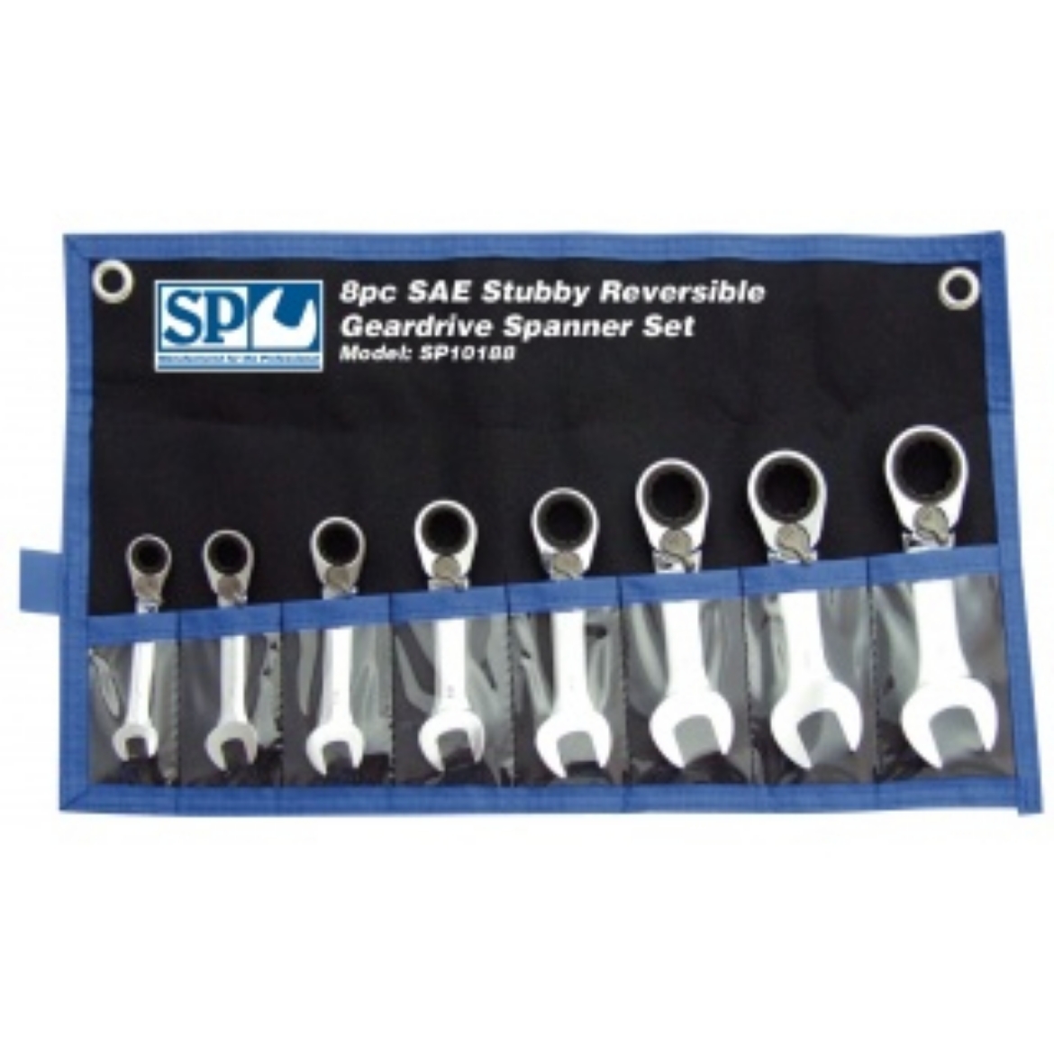 Picture of SET SPANNER ROE STUBBY REVERSIBLE GEARDRIVE 8PC SP TOOLS