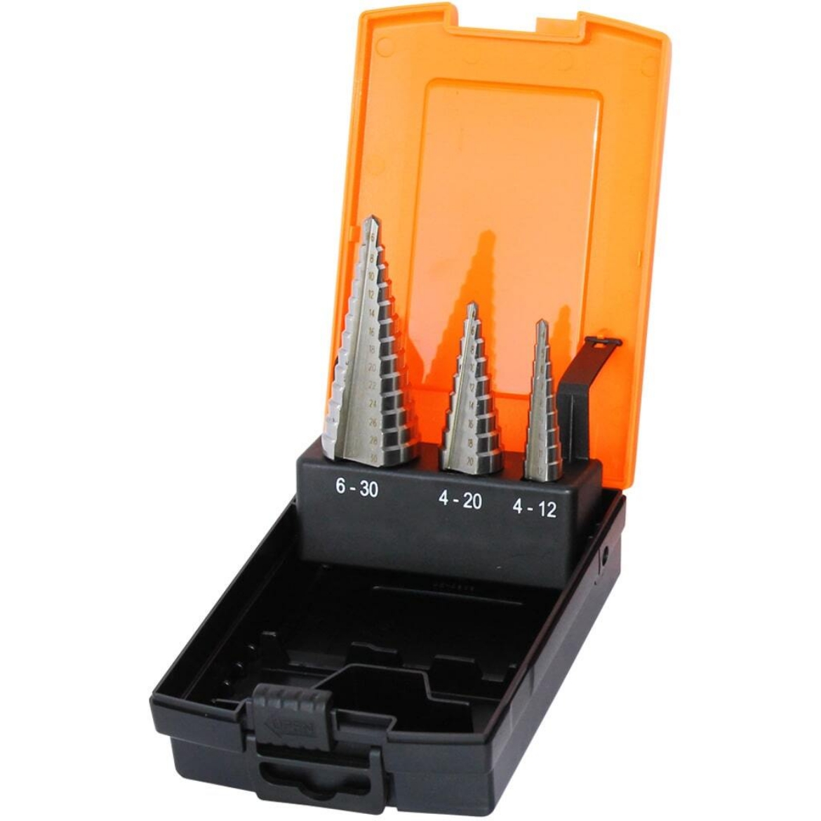 Picture of STEP DRILL HSS SET 3PCE METRIC 4mm-12mm, 4mm-20mm, 6mm-30mm