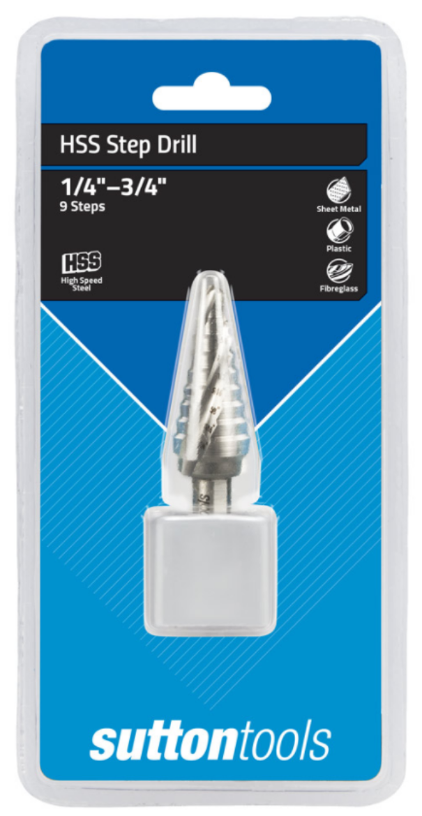 Picture of Step Drill HSS Spiral 1/4"-3/4" (9 Steps) Sutton