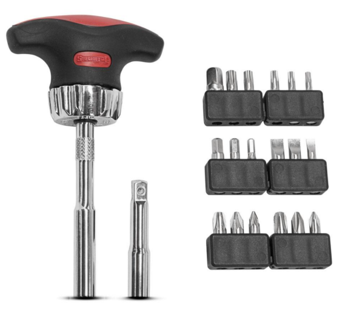 SCMT29570 21 PCE T HANDLE RATCHETING SCREWDRIVER WITH BITS The Boss