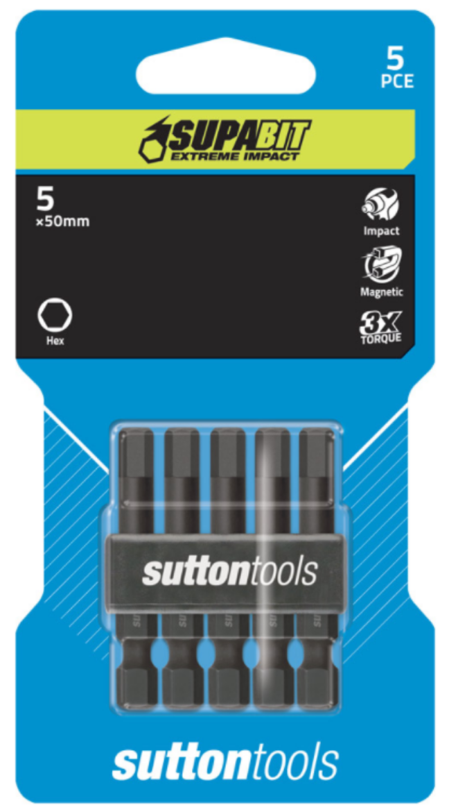 Picture of SCRDVRBIT IMPACT S147 5mm x50 Hexagon Power Sutton 5 Pack