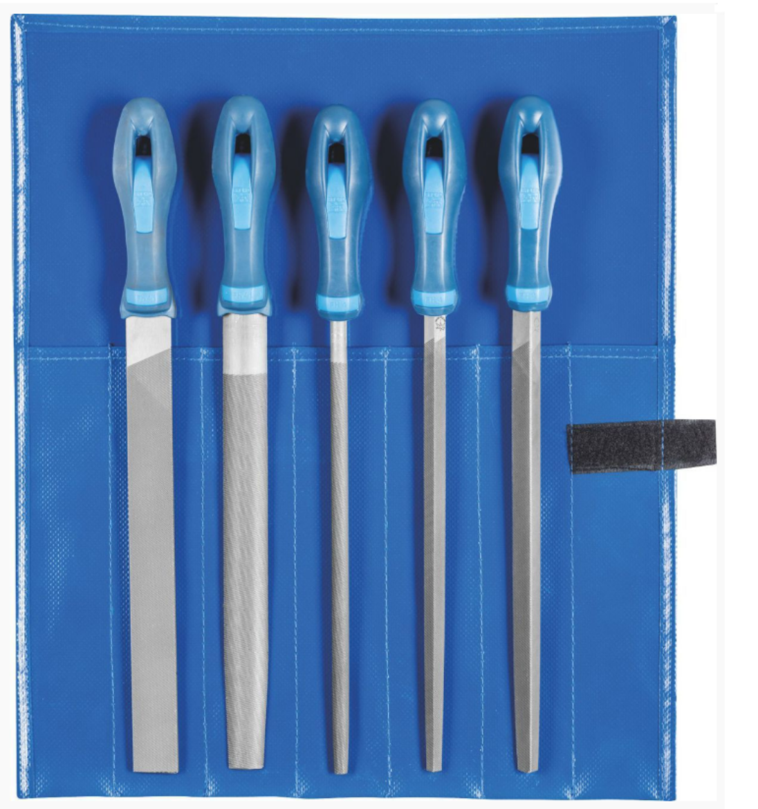 Picture of PFERD Machinist's file set WRU 5-piece in plastic pouch 250 mm cut 2 general for roughing and finishing