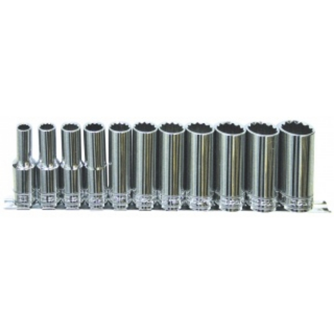 Picture of SOCKET RAIL DEEP 1/2" DR 12PT 11PC SAE - 3/8, 7/16, 1/2, 9/16, 5/8, 11/16, 3/4, 13/16, 7/8, 15/16 & 1”