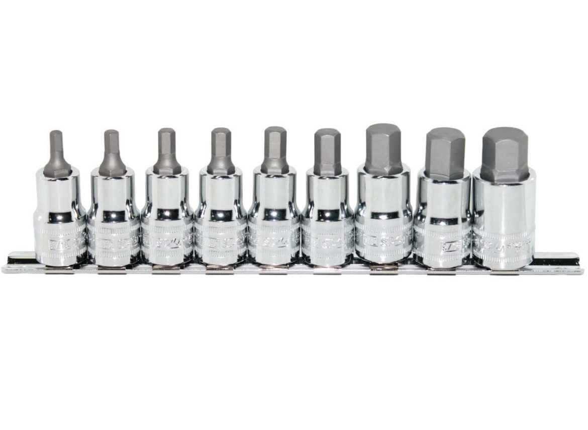 Picture of SOCKET RAIL SET 1/2" DR 9PC SAE INHEX - SHORT (55MM) SOCKETS: 3/16, 7/32, 1/4, 9/32, 5/16, 3/8, 1/2, 9/16 & 5/8”