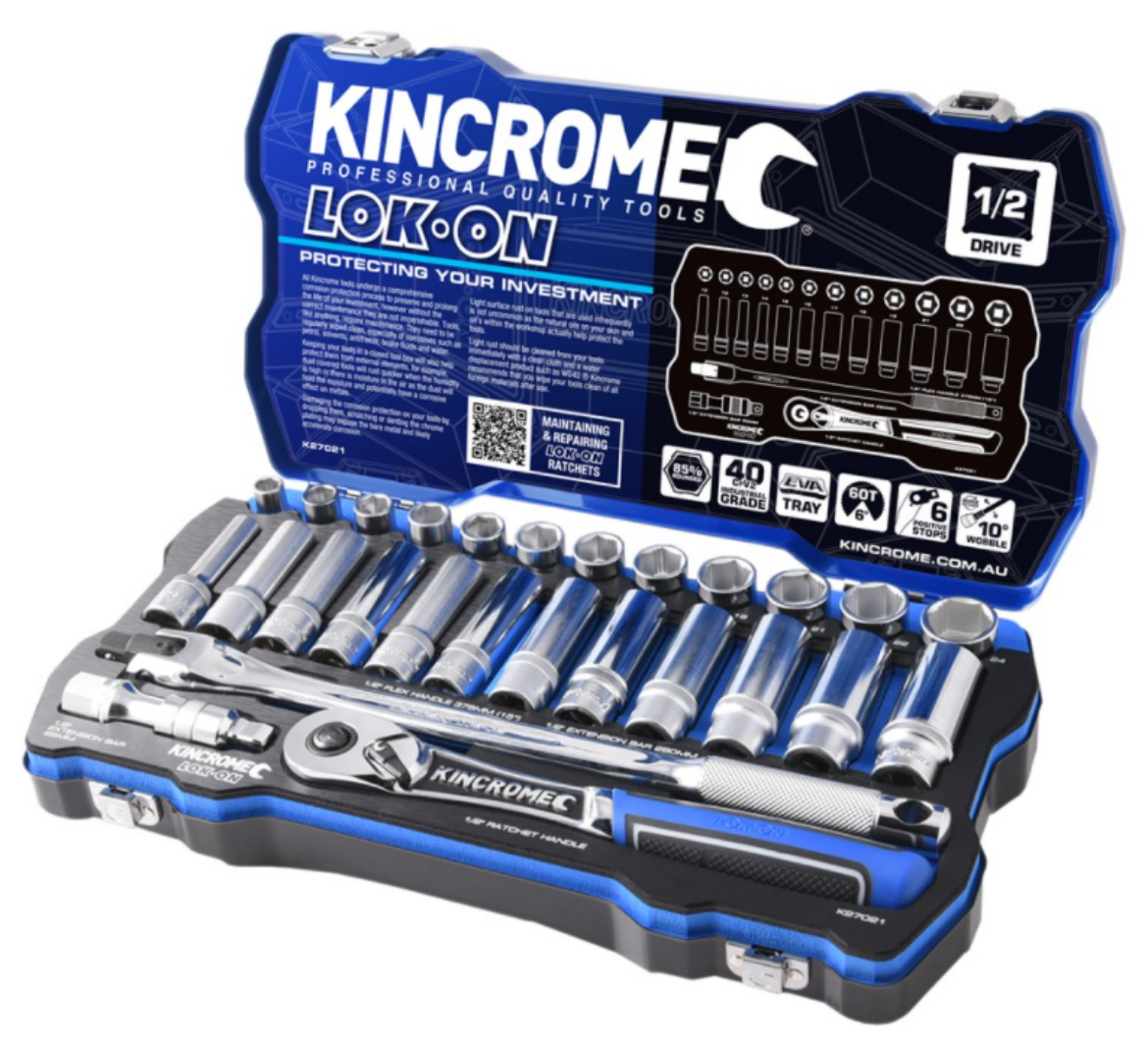 Picture of KINCROME LOK-ON Socket Set 28 Piece 1/2" Drive - Metric
