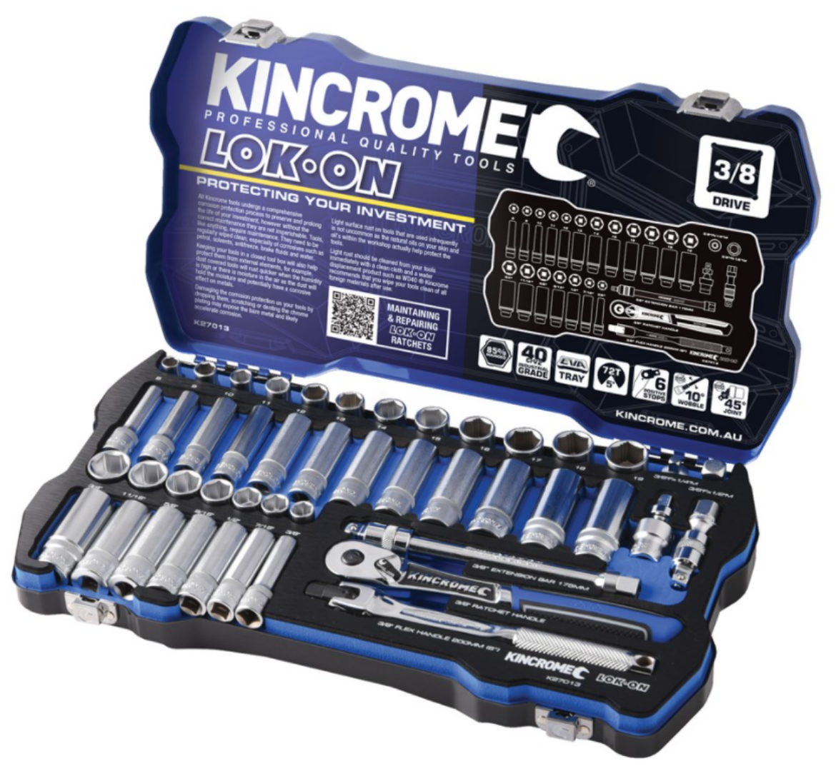 Picture of KINCROME LOK-ON Socket Set 45 Piece 3/8 Drive - Metric & Imperial