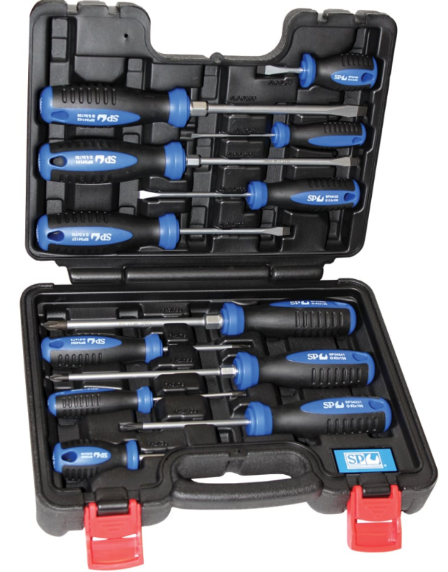 SP34012 SCREWDRIVER SET 12PC PHILLIPS/SLOTTED IN CARRY CASE The Boss
