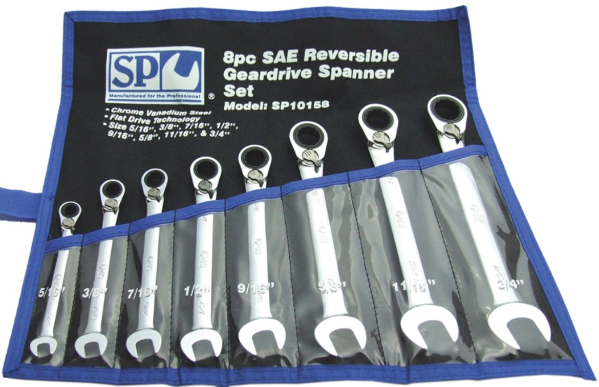 Picture of SET SPANNER ROE REVERSIBLE GEARDRIVE 8PC SAE SP TOOLS