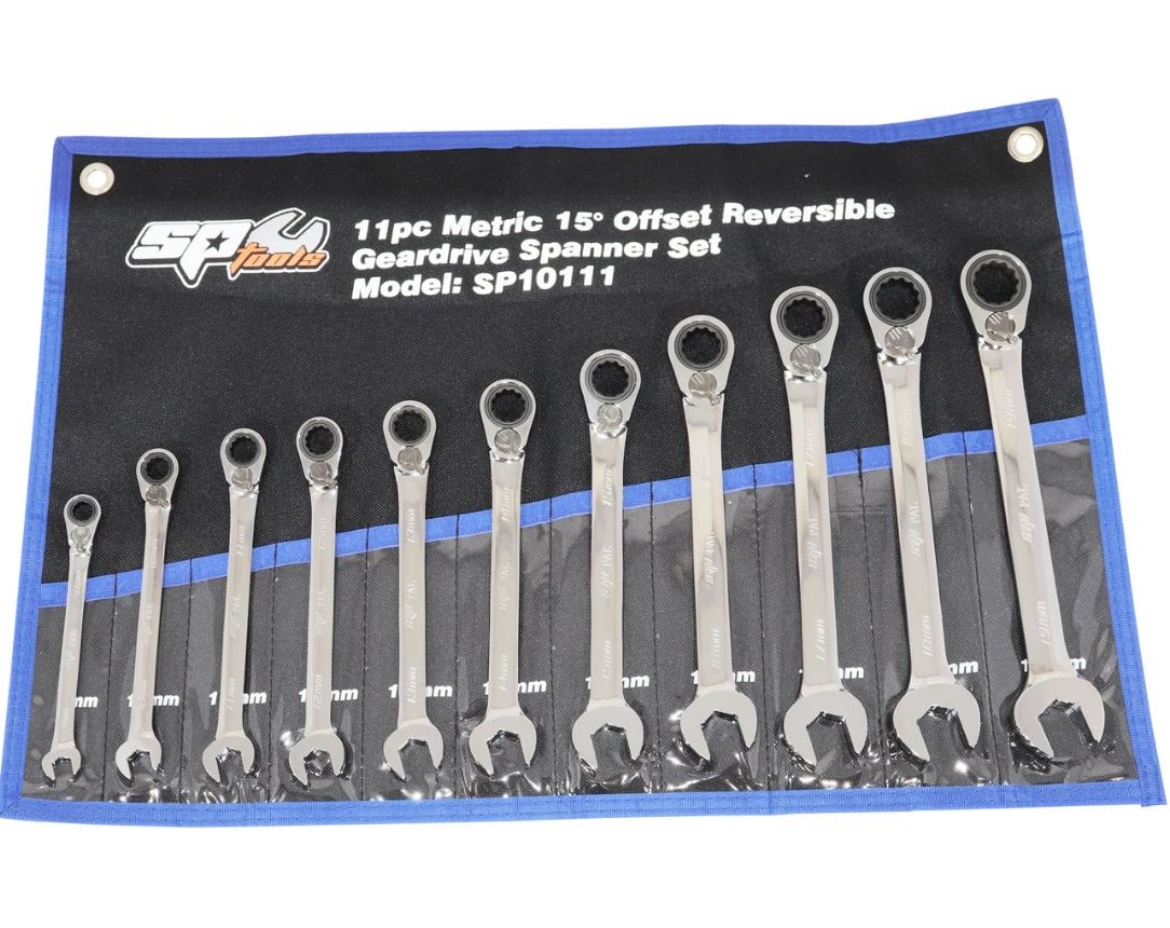Picture of SET SPANNER ROE REVERSIBLE GEARDRIVE 11PC METRIC SP TOOLS