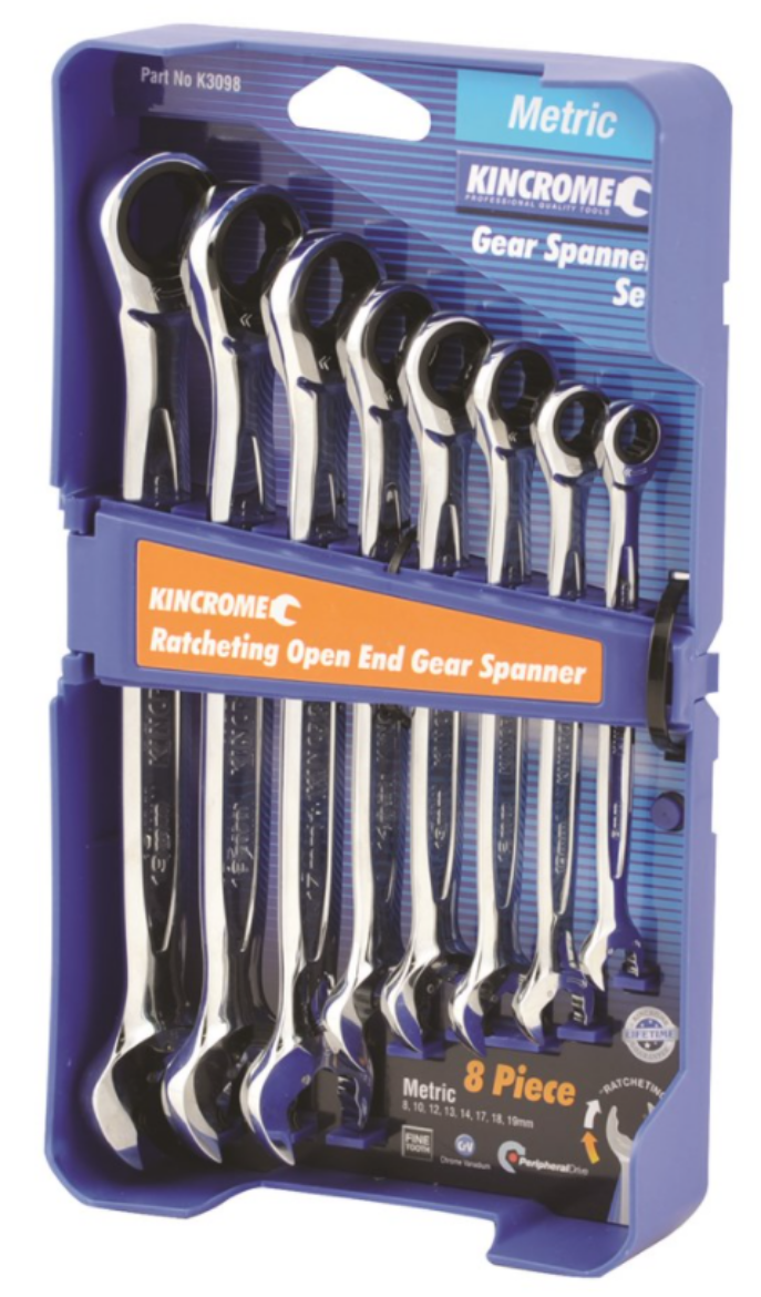 Picture of KINCROME COMBINATION RATCHETING OPEN END GEAR SPANNER SET