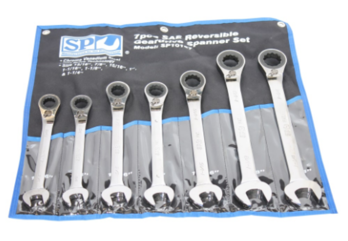 Picture of SET SPANNER ROE REVERSIBLE GEARDRIVE 7PC SAE SP TOOLS