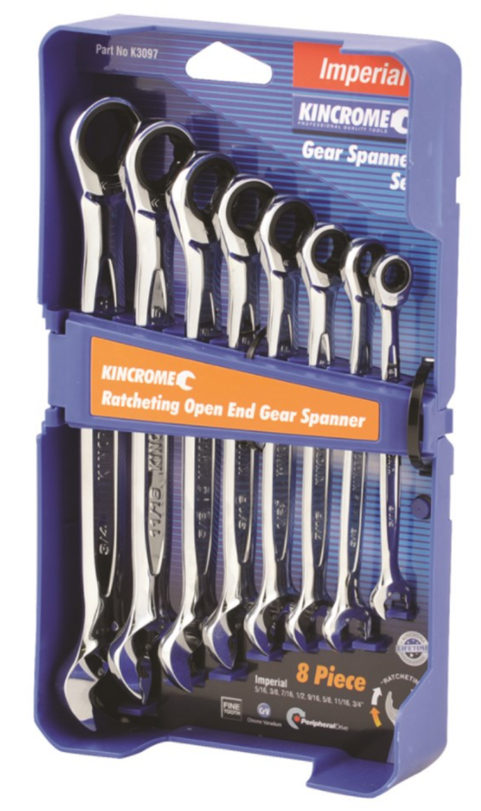 Picture of KINCROME Combination Ratcheting Open End Gear Spanner Set