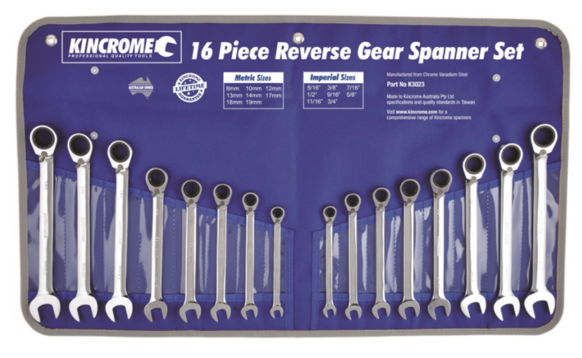 Picture of KINCROME Reversible Gear Spanner Set 16 Piece - Metric/Imperial