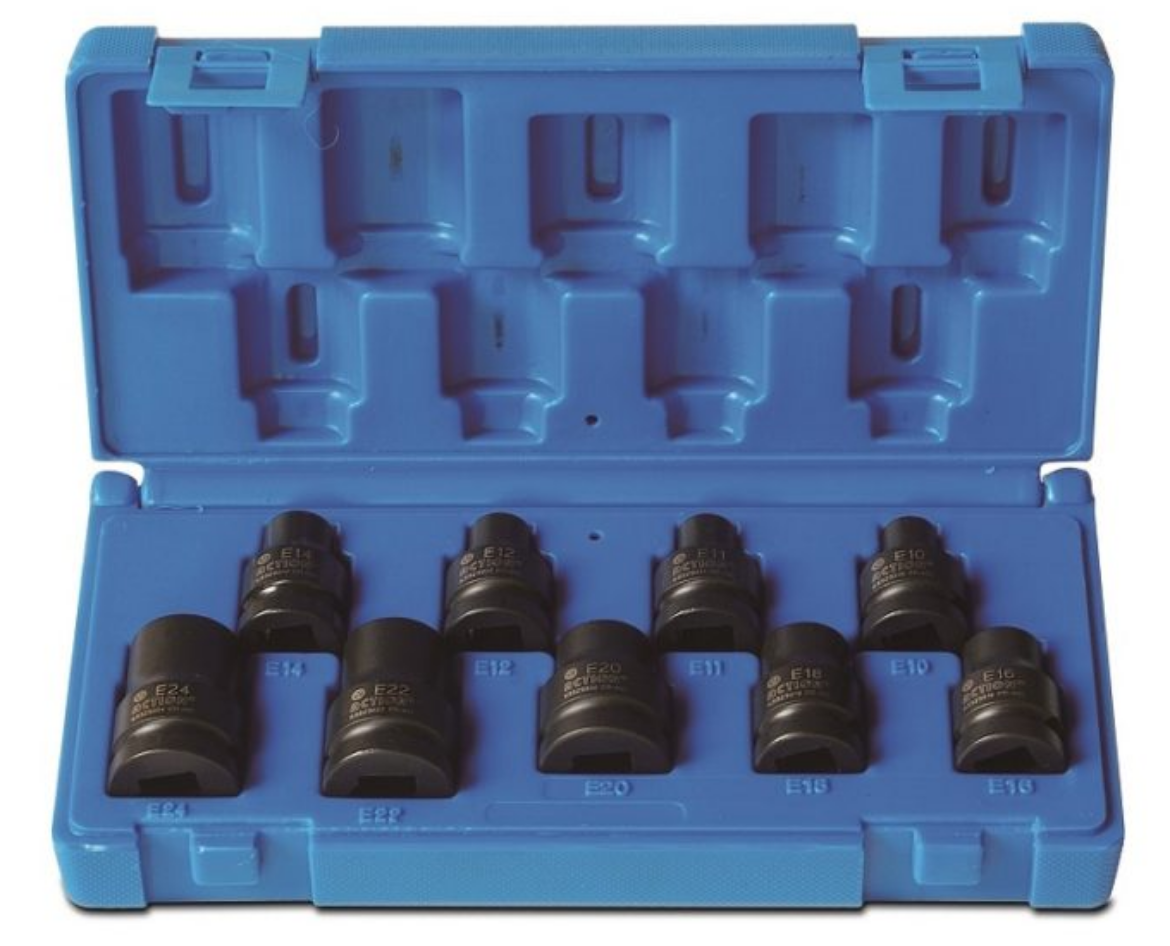 Picture of 9 Piece 1/2 Drive E-Torx Impact Sockets (E10, E11, E12, E14, E16, E18, E20, E22, E24)