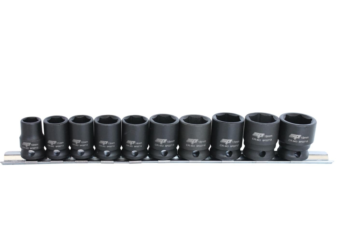 Picture of SOCKET RAIL IMPACT 3/8" DR 6PT 10PC METRIC - 10, 11, 12, 13, 14, 15, 16, 17, 18 & 19mm