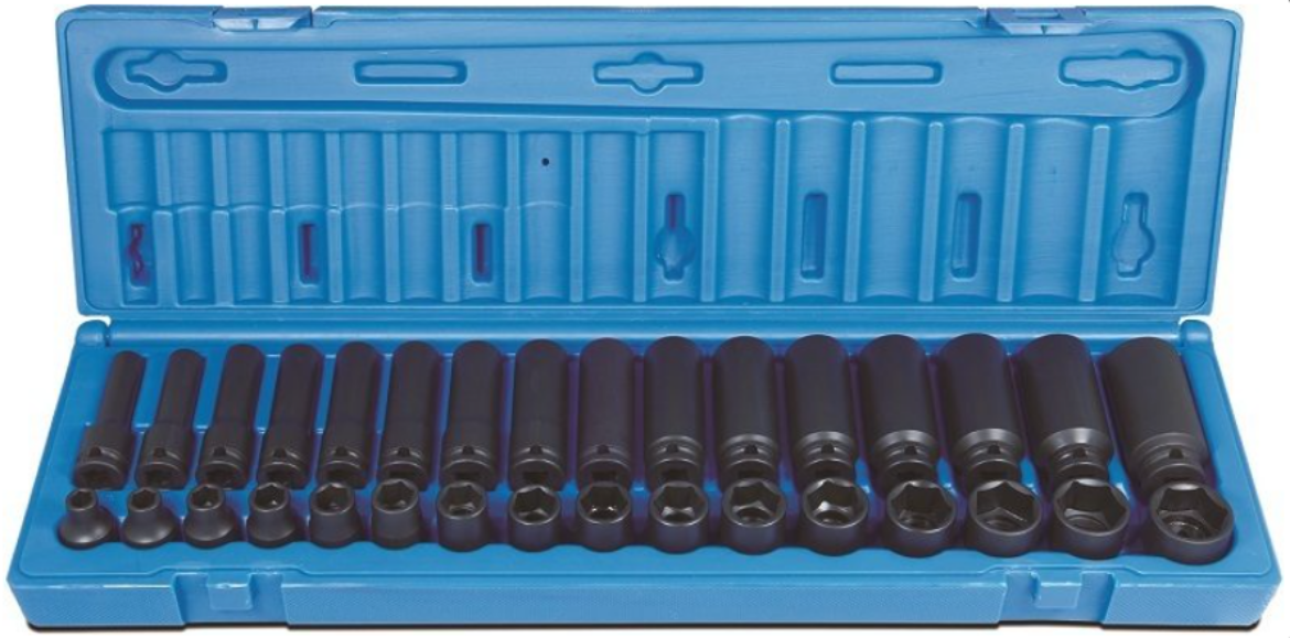 Picture of 3/8"DR 6PT IMPACT SOCKET STANDARD+DEEP 32PC SET - METRIC