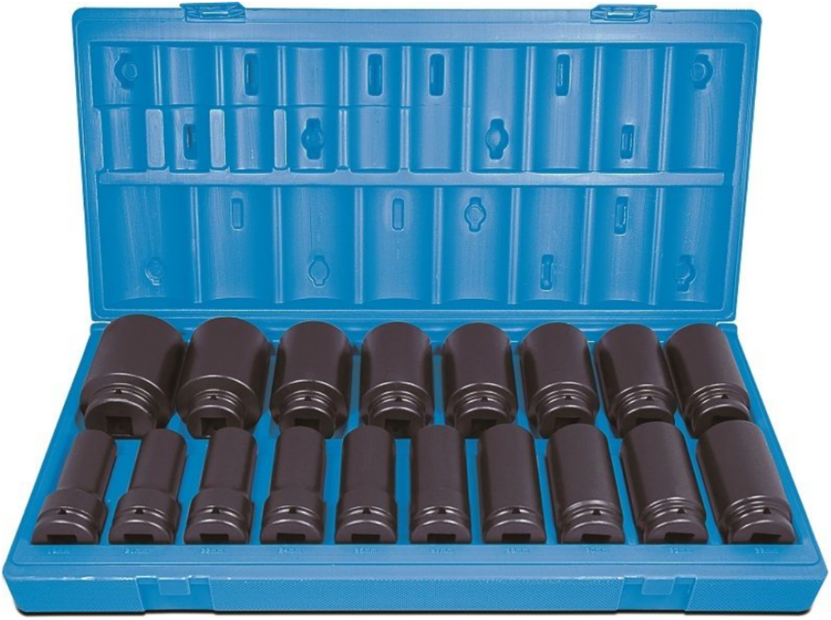 Picture of ACTION - Socket Impact Set - 3/4'' - Square Drive - Metric Deep - 18 Piece