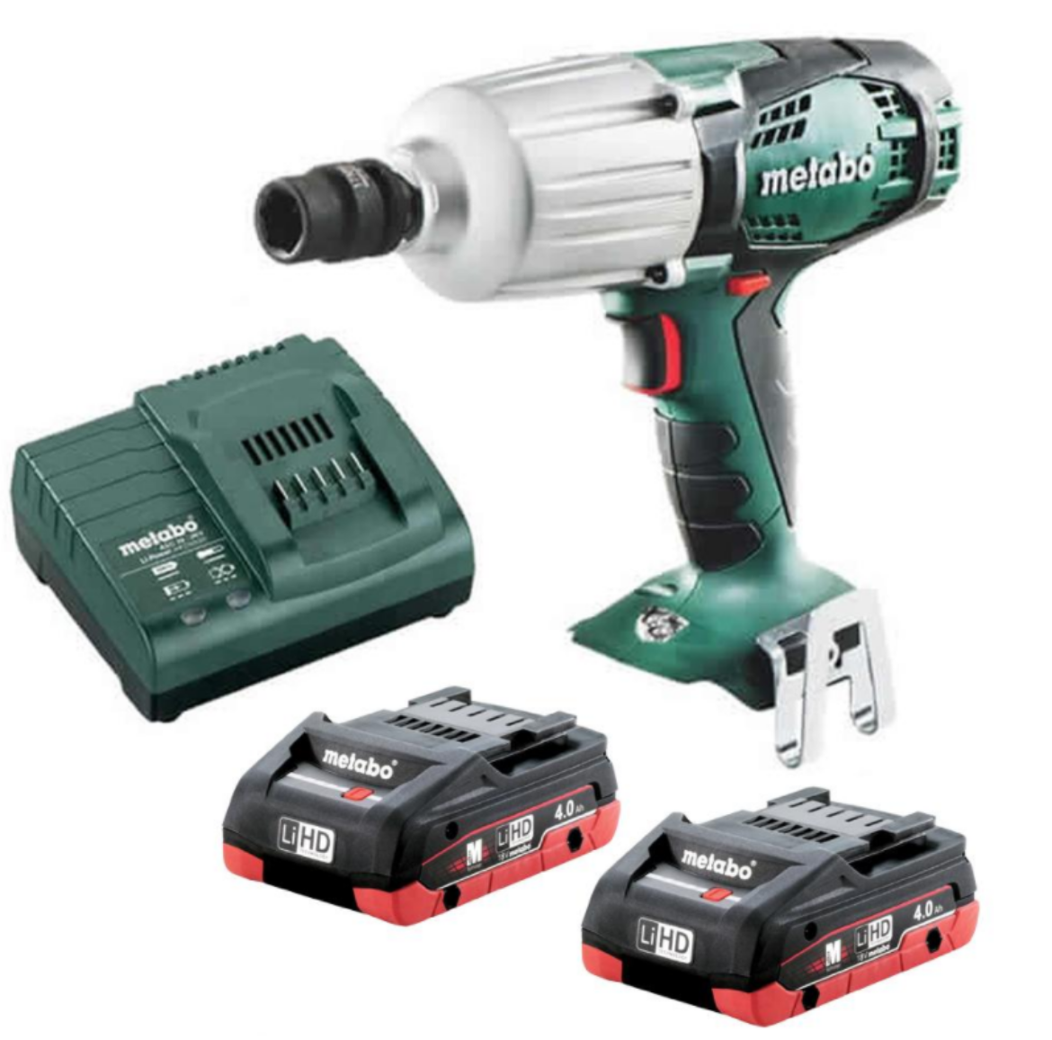 Picture of METABO SSW 18 LTX 600, 1/2" Impact Wrench 600Nm (2 x 4.0 Ah LiHD Battery Packs, ASC 30-36 V Air-cooled Charger, MetaLoc II Case)