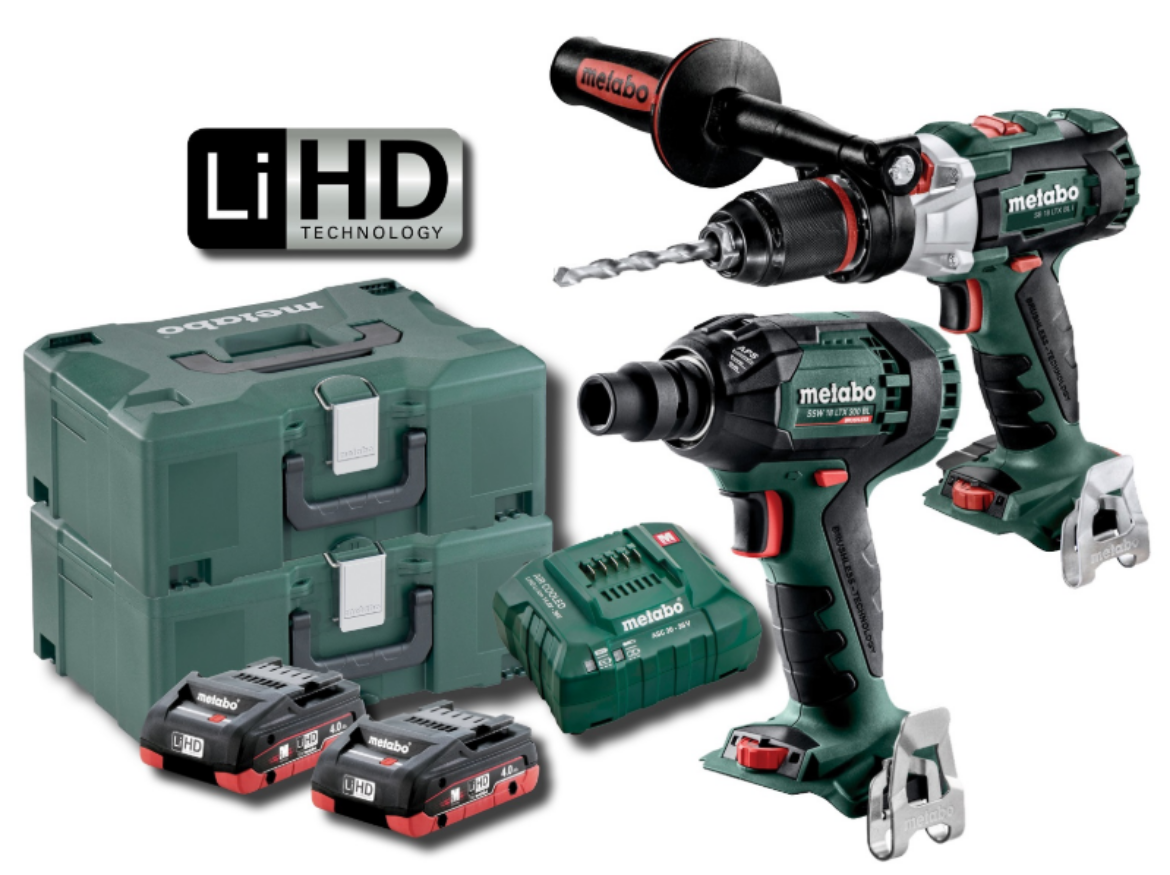 Picture of METABO 2 PIECE KIT 120NM BRUSHLESS HAMMER DRILL + 300NM BRUSHLESS IMPACT WRENCH - SB SSW 300 BL M HD 4.0