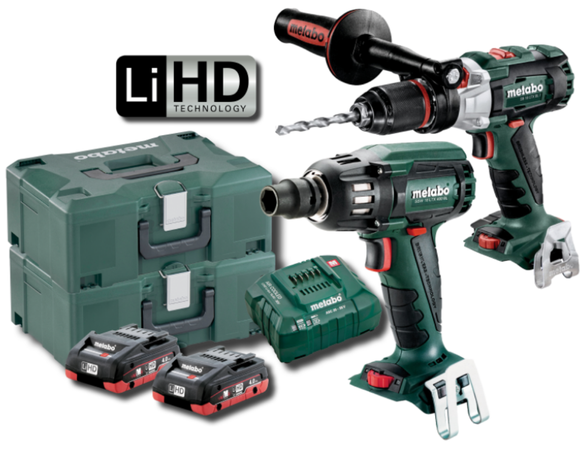 Picture of METABO 2 PIECE KIT 120NM BRUSHLESS HAMMER DRILL + 400NM BRUSHLESS IMPACT DRIVER -  SB SSW 400 BL M HD 4.0