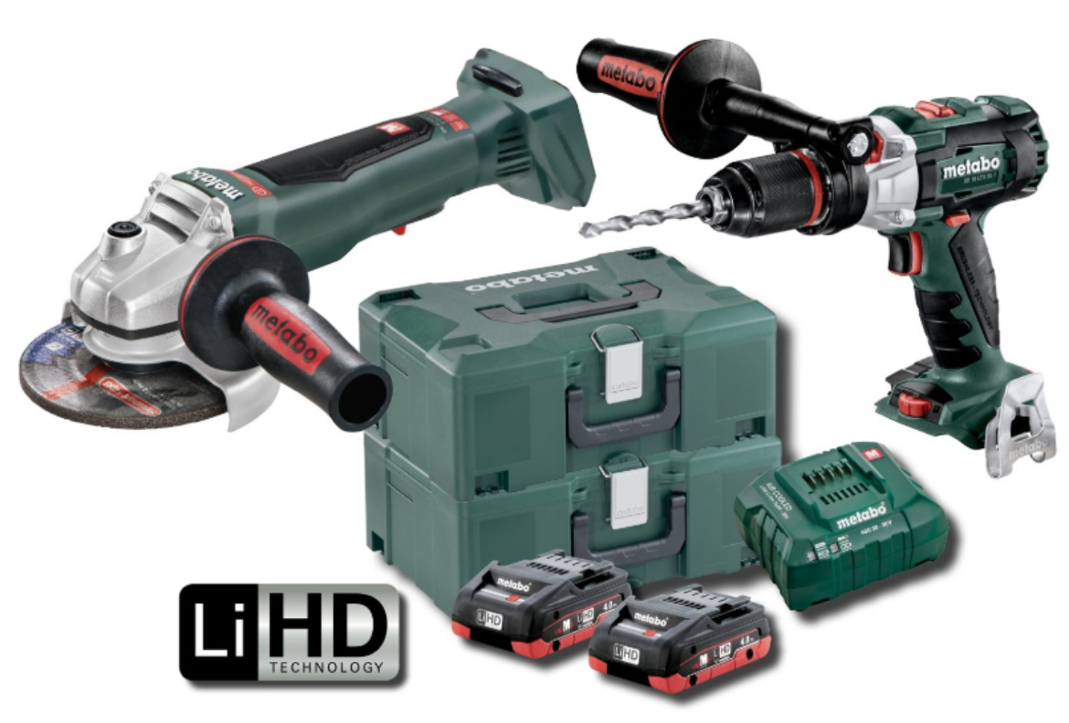 Picture of METABO 2 PIECE KIT 18V 120NM HAMMER DRILL + 125MM BRUSHLESS ANGLE GRINDER (PADDLE+ BRAKE) -SB WPB 125 BL M HD 4.0