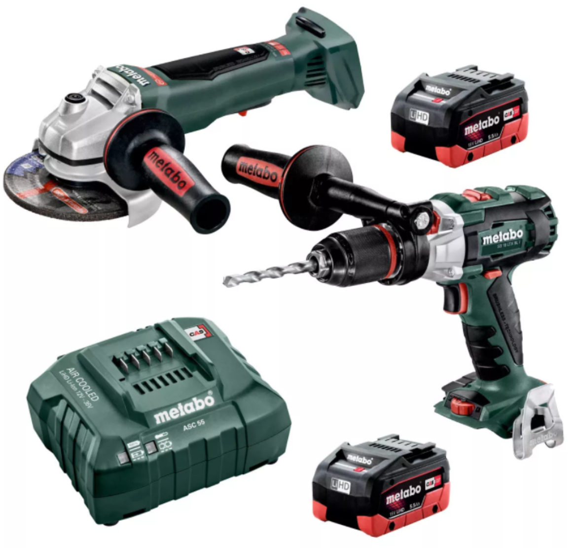 Picture of METABO 2 PIECE KIT 120NM BRUSHLESS HAMMER DRILL + 125MM BRUSHLESS ANGLE GRINDER-  SB WPB 125 BL M HD 5.5