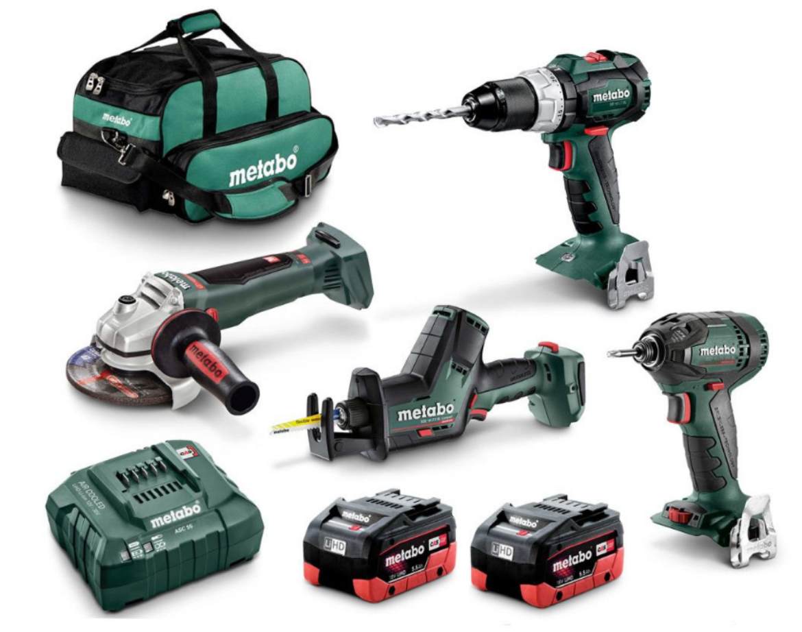 Picture of METABO 4 PIECE KIT 18V BRUSHLESS LT CLASS HAMMER DRILL 60NM + 1/4 IMPACT DRIVER 200NM + 18V LED LAMP - BL4SB2HD5.5CY