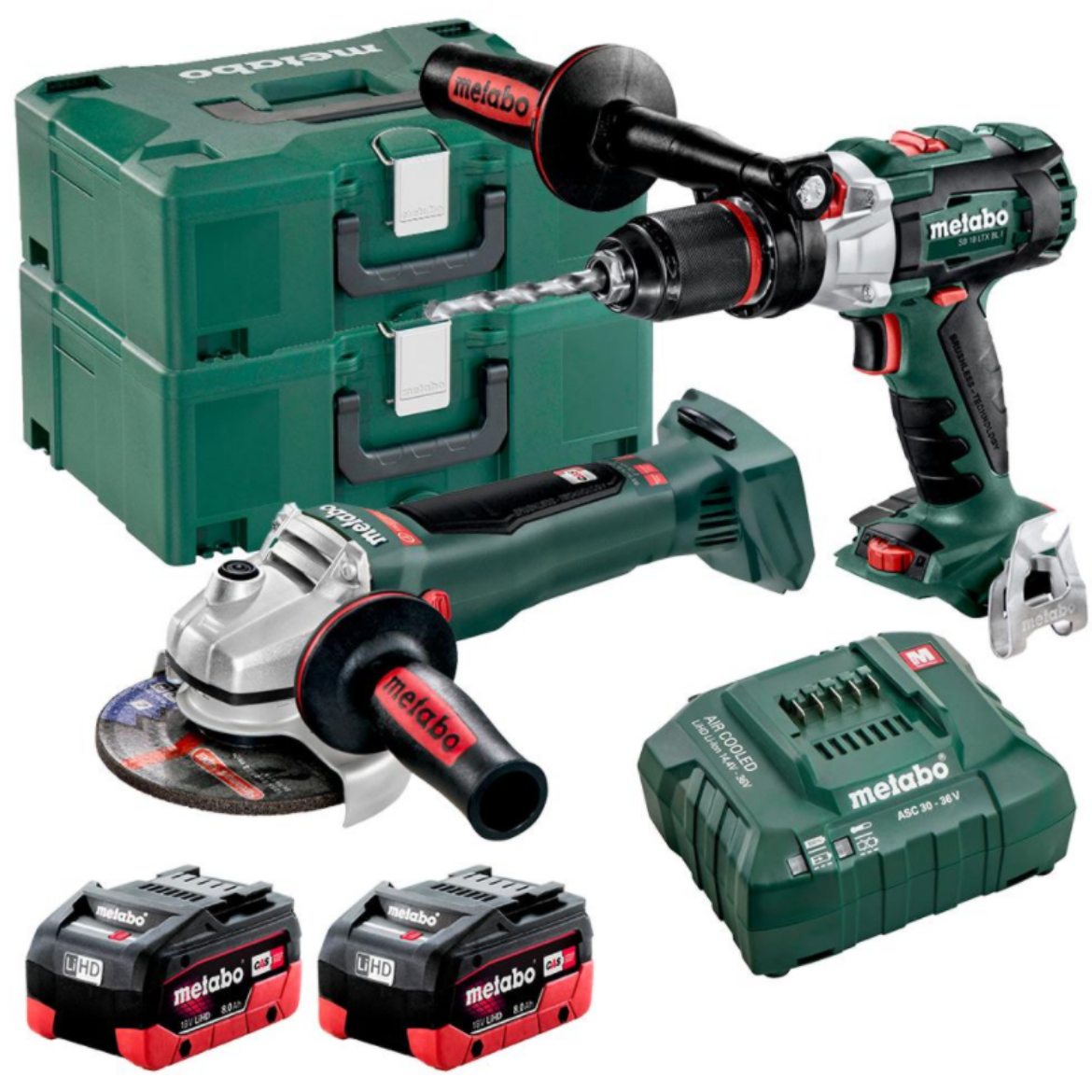 Picture of METABO 18V 8.0AH 2 PIECE KIT 120NM BRUSHLESS HAMMER DRILL + 125MM BRUSHLESS ANGLE GRINDER