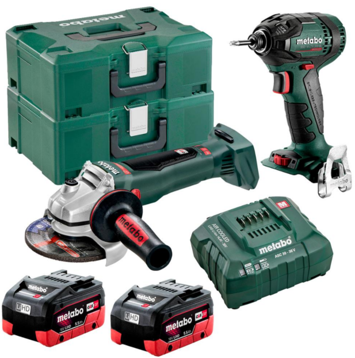 Picture of METABO 2 PIECE KIT 200NM BRUSHLESS IMPACT DRIVER + 125MM BRUSHLESS ANLGE GRINDER - SSD WB 125 BL M HD 5.5