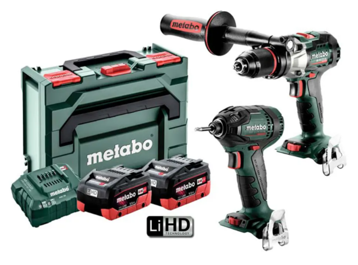 Picture of METABO 18V BRUSHLESS 2 PIECE CORDLESS 18V BATTERY COMBO KIT -  LTX HAMMER DRILL 130NM + 1/4: IMPACT DRIVER MX TORQUE 200NM (2 X 5.5 AH LIHD BATTERY PACKS, ASC 55 AIR-COOLED CHARGER, METABOX CASE)