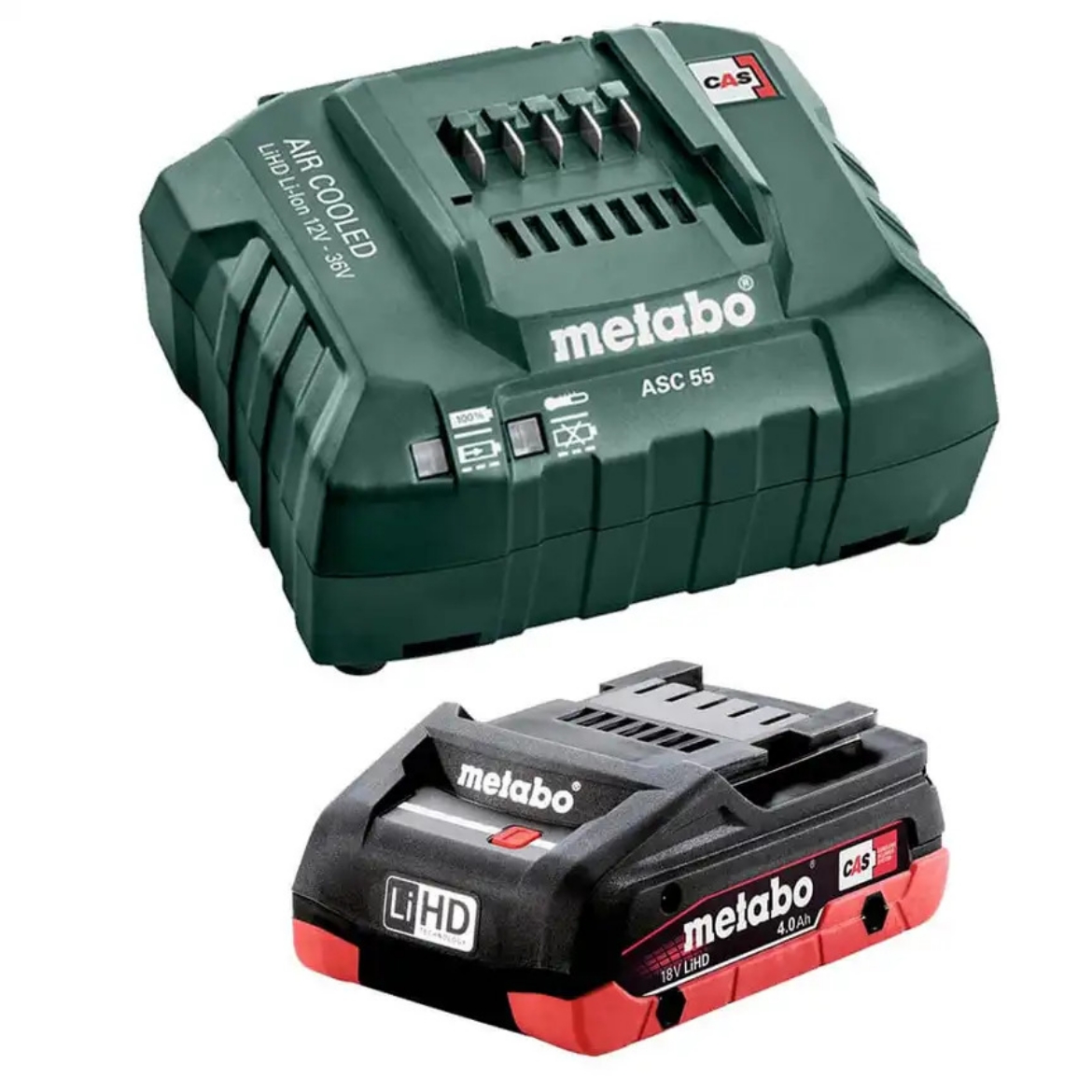 Picture of METABO 18V LIHD STARTER PACK (1 X 18V 4.0AH LIHD BATTERY & 1 X ASC 55 AIR-COOLED CHARGER)