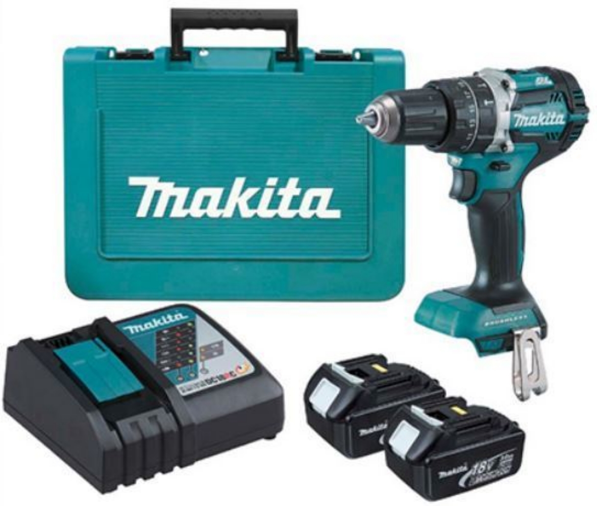 Picture of MAKITA 18V MOBILE B/L HEAVY DUTY COMPACT HAMMER DRIVER DRILL  KIT (2 X 5Ah BATTERIES, RAPID CHARGER, CASE)