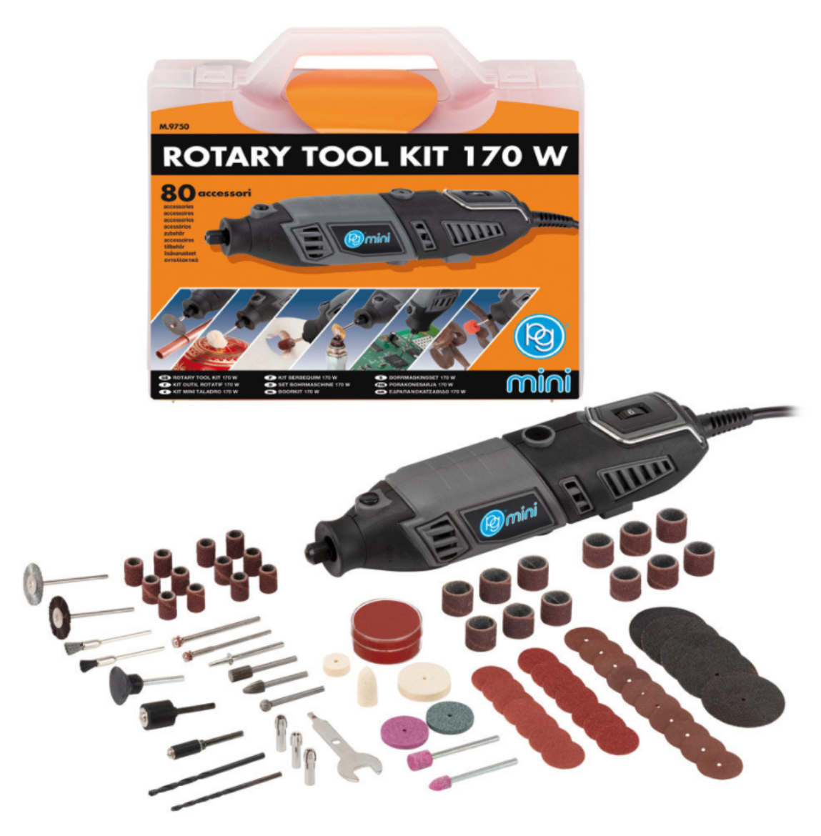 Picture of MINI ROTARY TOOL KIT 170W CASE + ACCESSORIES COLLETS PG MINI