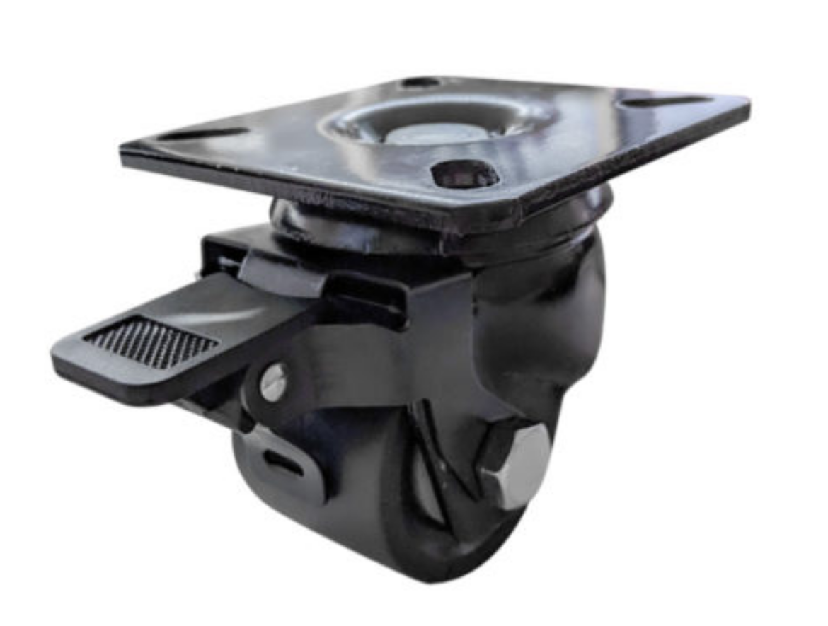 Picture of 50mm Low Profile Swivel Plate Castor w/-Brake, B/Bearing, Nylon Wheel 200kg cap. (S2006B)